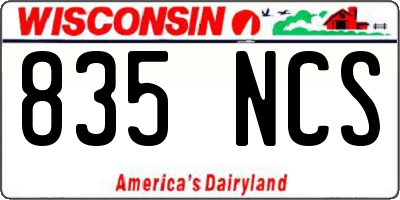 WI license plate 835NCS