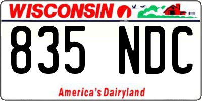 WI license plate 835NDC