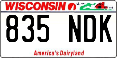 WI license plate 835NDK