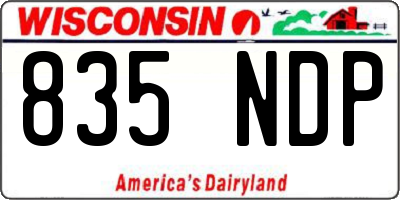 WI license plate 835NDP