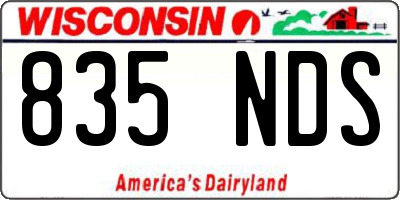 WI license plate 835NDS