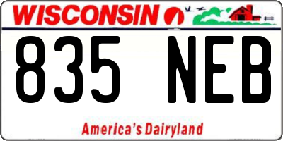 WI license plate 835NEB