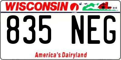 WI license plate 835NEG
