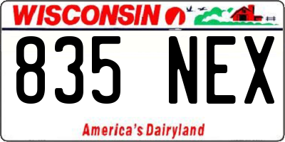 WI license plate 835NEX