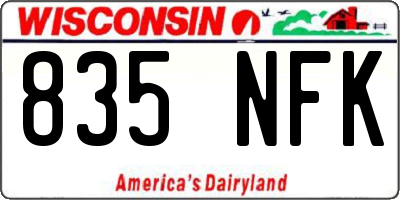WI license plate 835NFK