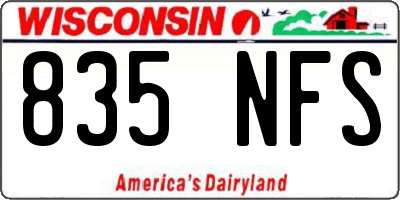 WI license plate 835NFS