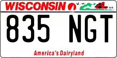 WI license plate 835NGT