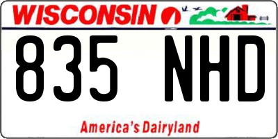 WI license plate 835NHD