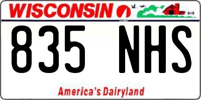 WI license plate 835NHS