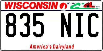WI license plate 835NIC