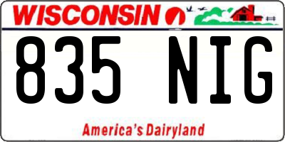 WI license plate 835NIG