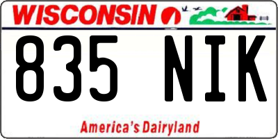 WI license plate 835NIK