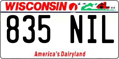 WI license plate 835NIL