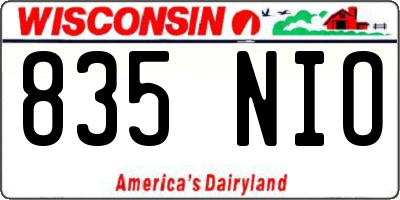 WI license plate 835NIO