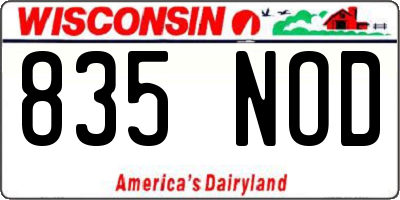 WI license plate 835NOD