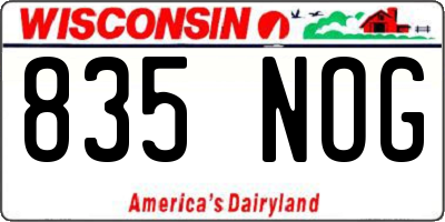 WI license plate 835NOG