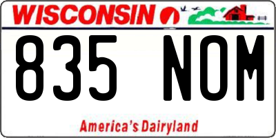 WI license plate 835NOM