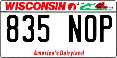 WI license plate 835NOP