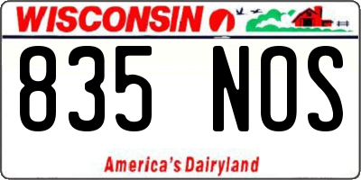 WI license plate 835NOS