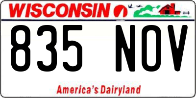 WI license plate 835NOV