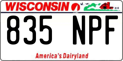 WI license plate 835NPF