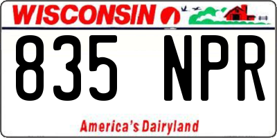 WI license plate 835NPR