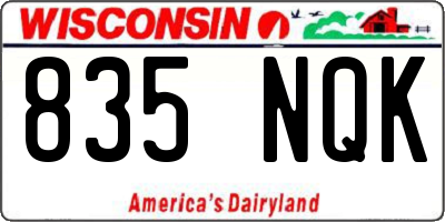 WI license plate 835NQK