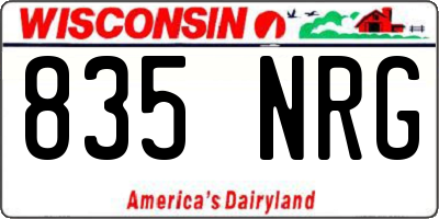 WI license plate 835NRG