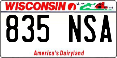 WI license plate 835NSA