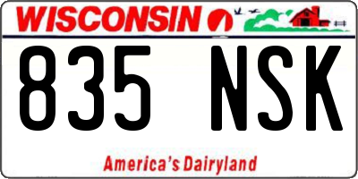 WI license plate 835NSK