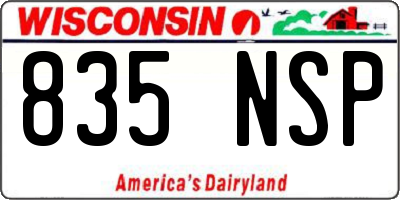 WI license plate 835NSP