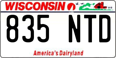 WI license plate 835NTD