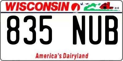 WI license plate 835NUB
