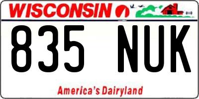 WI license plate 835NUK