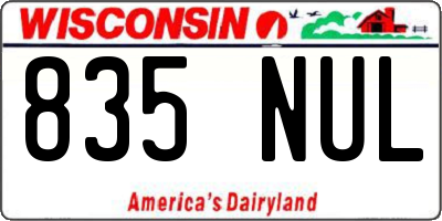 WI license plate 835NUL