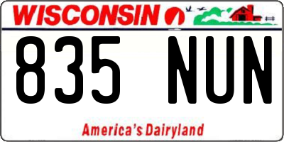 WI license plate 835NUN