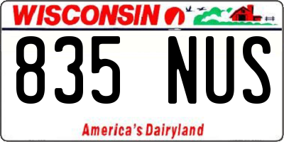 WI license plate 835NUS