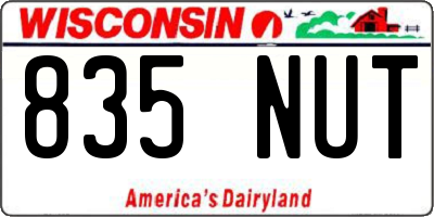 WI license plate 835NUT