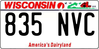 WI license plate 835NVC