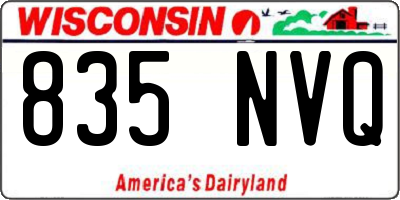 WI license plate 835NVQ