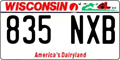 WI license plate 835NXB