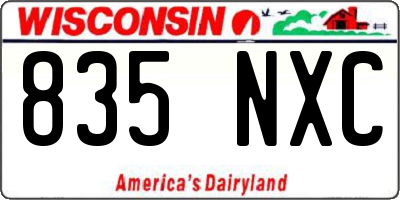 WI license plate 835NXC