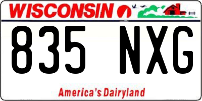 WI license plate 835NXG