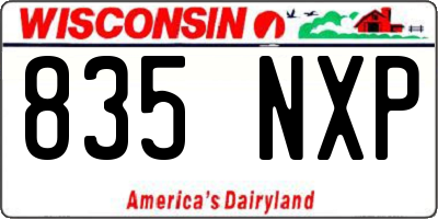 WI license plate 835NXP