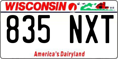 WI license plate 835NXT