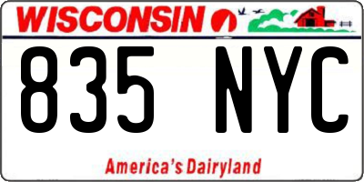 WI license plate 835NYC