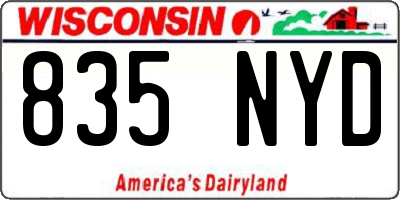 WI license plate 835NYD
