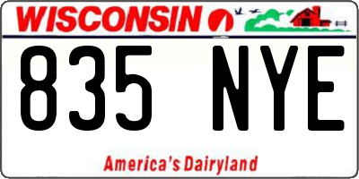 WI license plate 835NYE