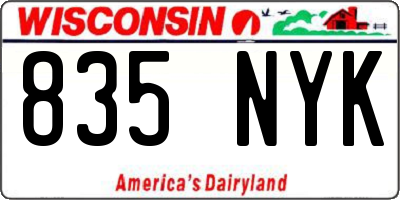 WI license plate 835NYK
