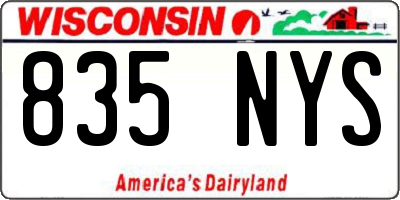 WI license plate 835NYS
